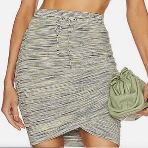 Simkhai Lucien Mini Skirt Women Basil Space Dye Rayon Comfort Drawstring Size XS